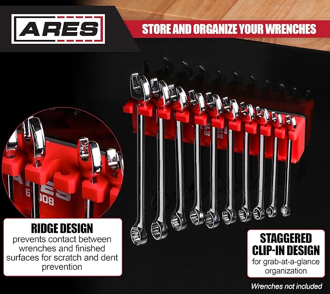 ARES 62008-10-Piece Red Magnetic Wrench Organizer - Image 4