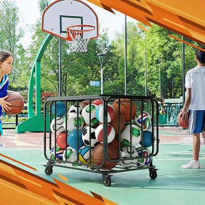 Houseables Ball Cart, Ball Storage, Basketball Cart, Basketball Storage Bin - Image 6