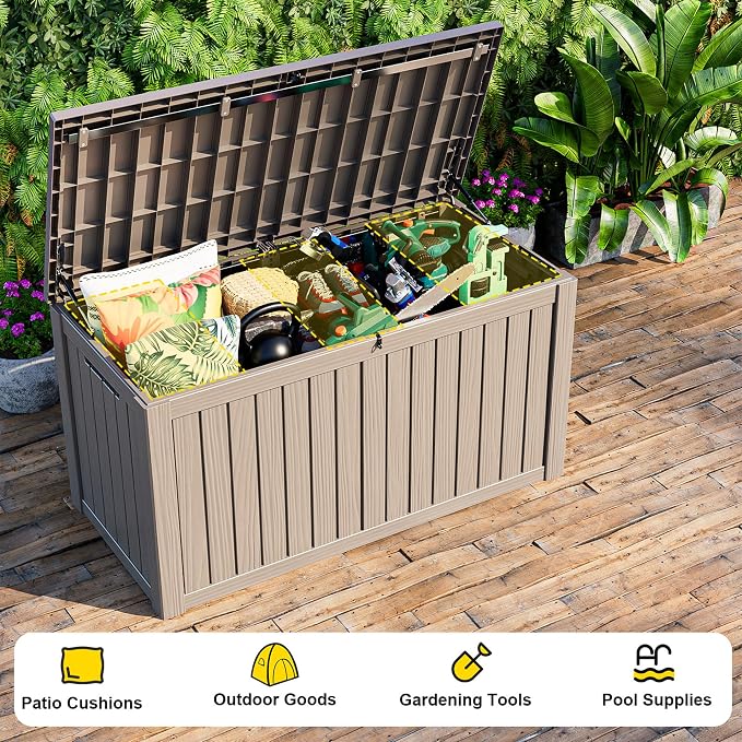 EasyUp 180 Gallon Outdoor Deck Box Waterproof, UV Resistant Resin Outdoor - Image 7