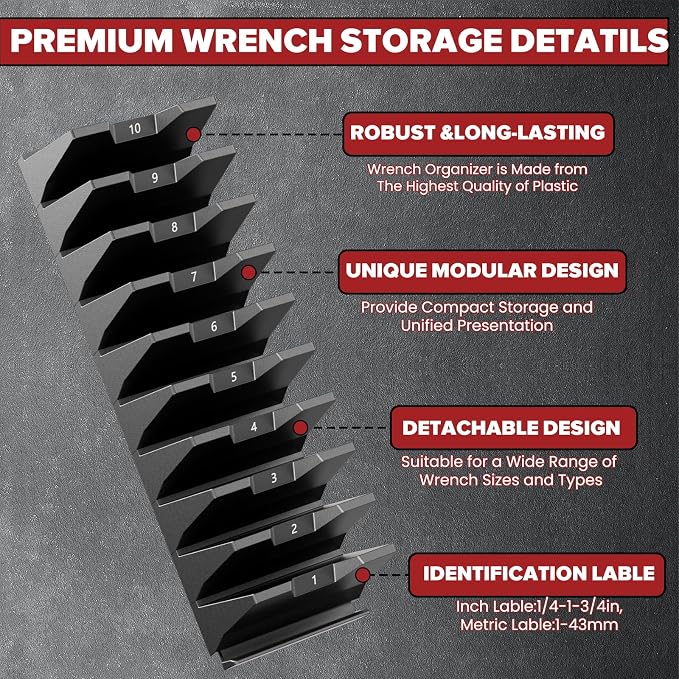 40PCS Magnetic Wrench Organizer Wrench Holder - Image 7