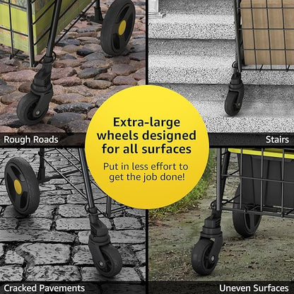 Shopping Cart w/Waterproof Basket Liner & 360° Swivel Wheels | Foldable - Image 5