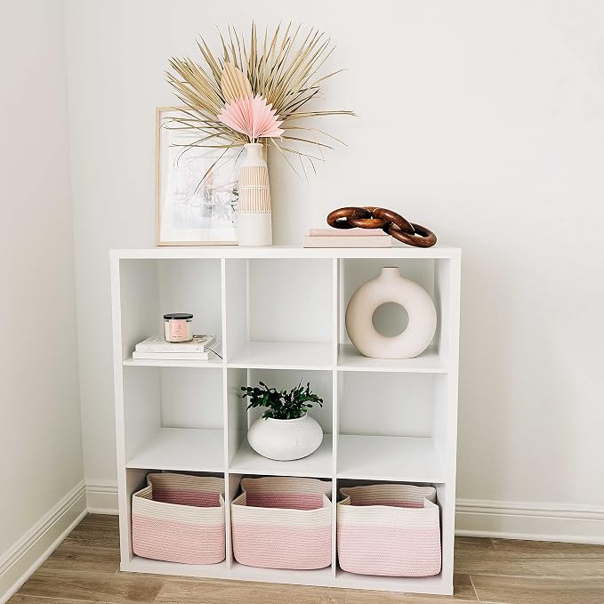 OrganiHaus Set of 3 Pink Woven Storage Baskets - Image 7