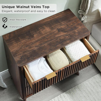 T4TREAM Fluted 3 Drawer Dresser, Curved Profile Design, Wood Drawer Organizer - Image 4
