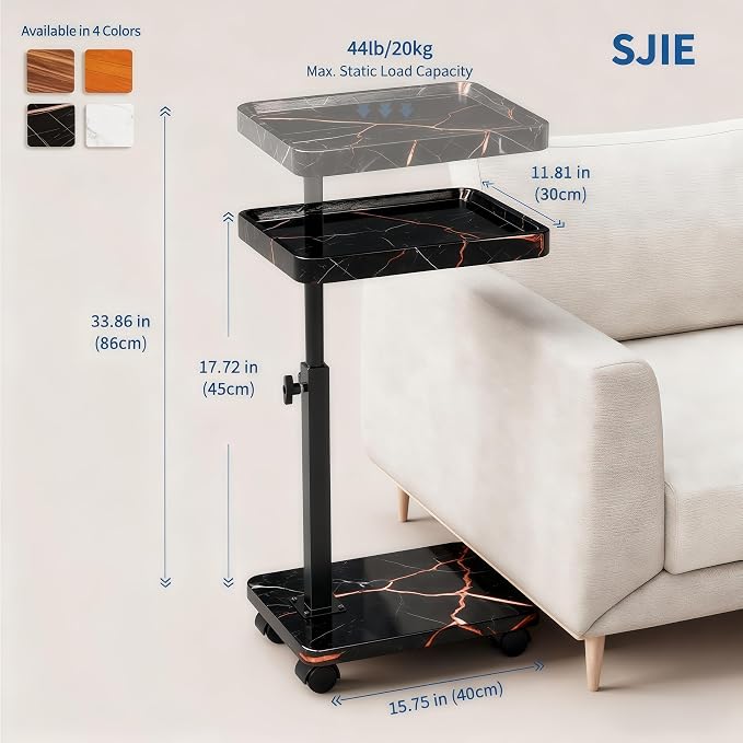 C Table End Table Adjustable Height, 360°Swivel TV Tray Table - Image 3