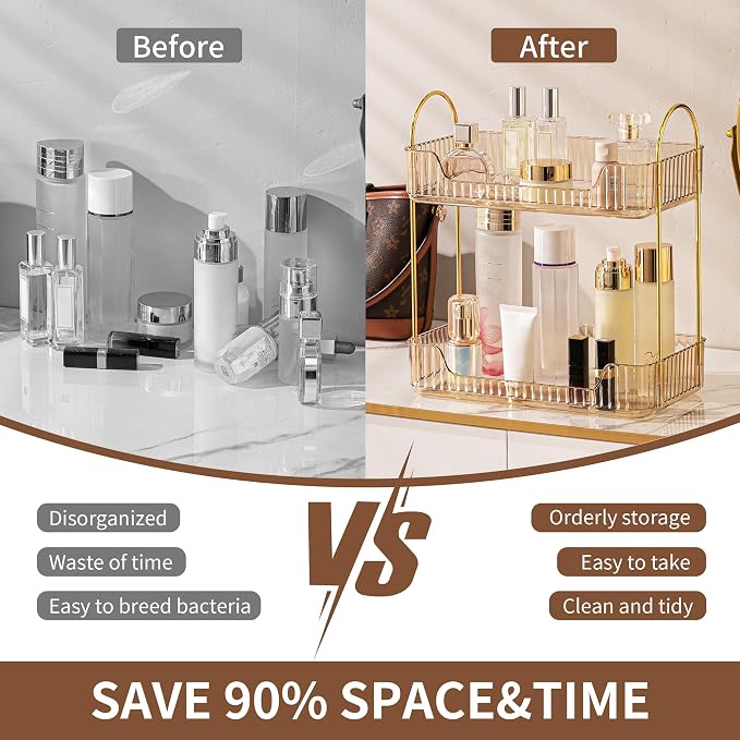 YCIA&DONE Bathroom Organizer Countertop, Makeup Storage, Skincare Cosmetic Tray - Image 2