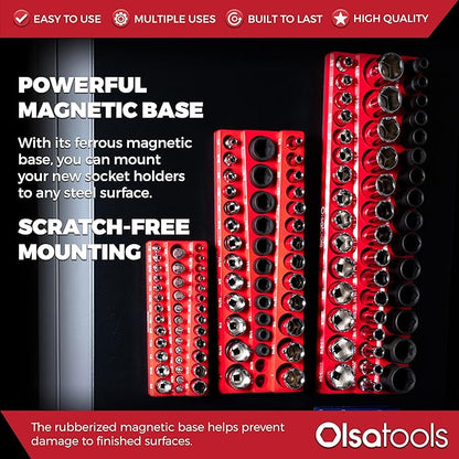 Olsa Tools Magnetic Socket Organizer | 3pc Socket Holder Kit | 1/2-Inch - Image 5