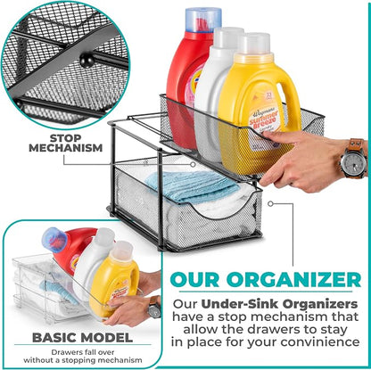 Sorbus 2 Sets of 2 Tier Metal Under Sink Organizer - Image 4