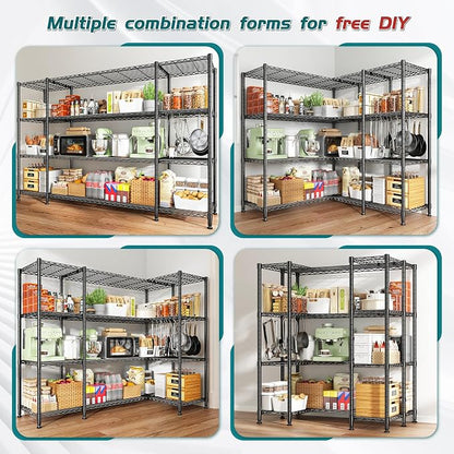 REIBII 78.4''W Storage Shelves, 4 Tier Wire Shelving Unit Loads 1500LBS - Image 6