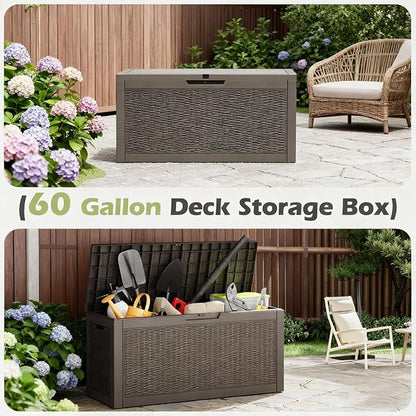 60 Gallon Outdoor Storage Deck Box Waterproof, Large Resin Storage Container - Image 3