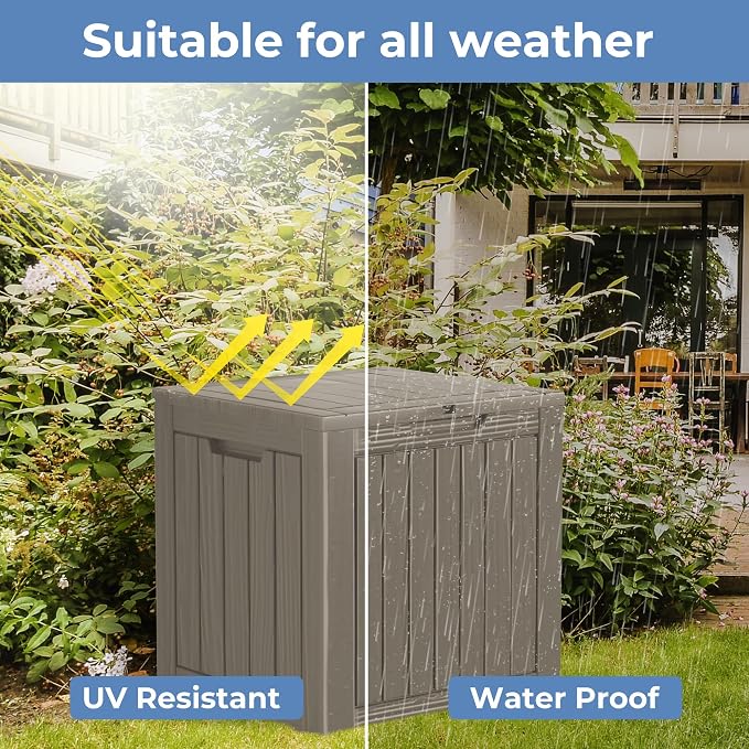 35 Gallon Outdoor Storage Box Waterproof Lockable Resin Deck Box Large - Image 3