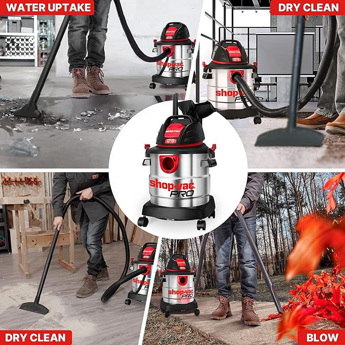 Shop-Vac 5 Gallon 4.5 Peak HP Wet/Dry Vacuum, Stainless Steel Tank, Portable - Image 4