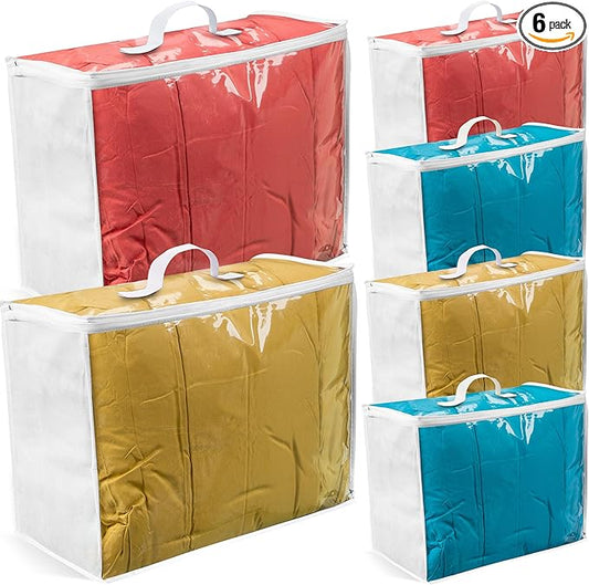 6 pack Clear Plastic Storage Bag by Vitalup