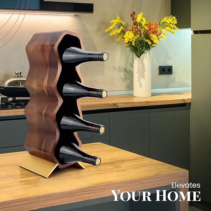 Gusto Nostro Wood Wine Rack, 7 Bottle, 2 Tier Wooden Countertop Free Standing - Image 7