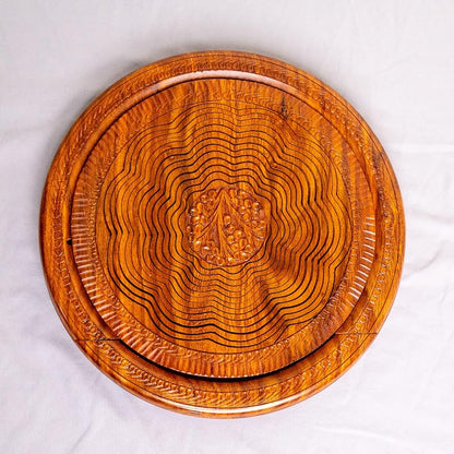 Handmade 12″ Collapsible Wooden Basket, Single Bowl Flower Design in Himalayan - Image 5