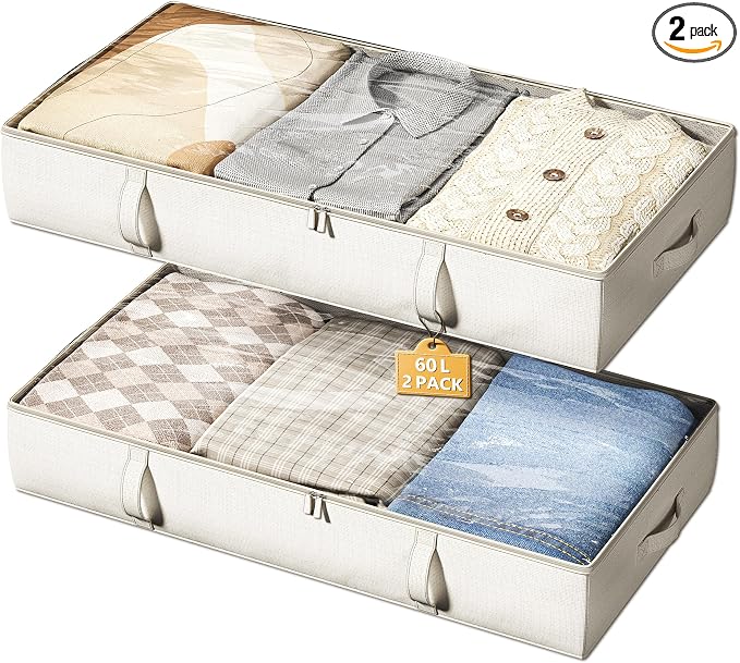 Vailando Storage Containers, 6 Inches Tall 60L Underbed Storage Bins by Vailando