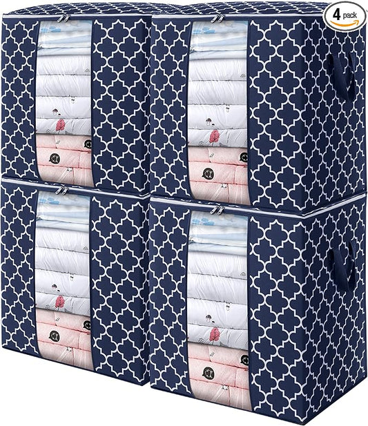 WISELIFE Storage Bags 4 Pack/100L Large Blanket Clothes Organization and by WiseLife