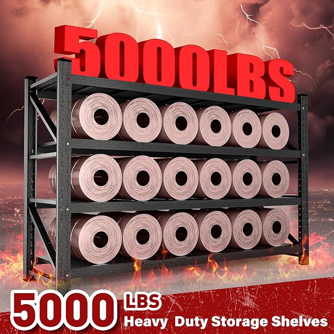 5000LBS Heavy Duty Garage Shelving Units, Metal Garage Shelves, Large Storage - Image 3