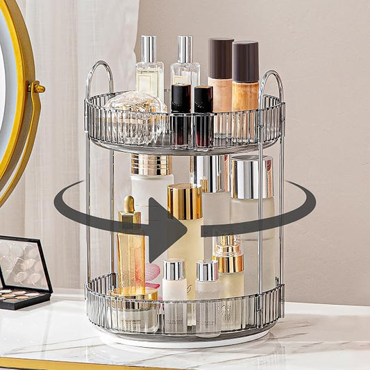 360 Rotating Makeup Organizer for Vanity, Bathroom Countertop Spinning Perfume by Weidace