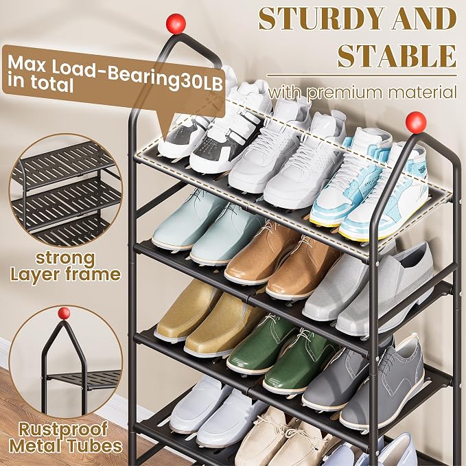 Shoe Rack, 5-Tier Shoe Organizer, Metal Storage Shelf, Shoe Rack - Image 5