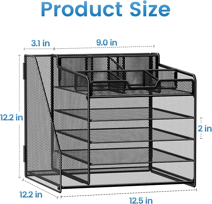 Lavatino Desk Organizer, 5-Tier Metal Mesh Paper Letter Tray - Image 7