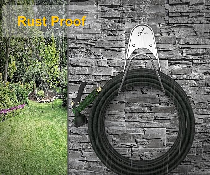 JBscoop Garden Hose Holder Stainless Steel Small Wall Mount Garden Hose Hook - Image 2