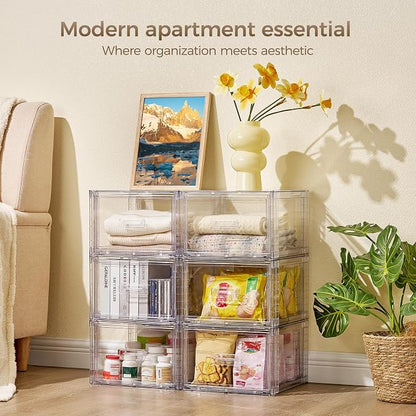 Vtopmart 4 Pack 18QT Clear Stackable Storage Drawers, Easily Assemble Closet - Image 5