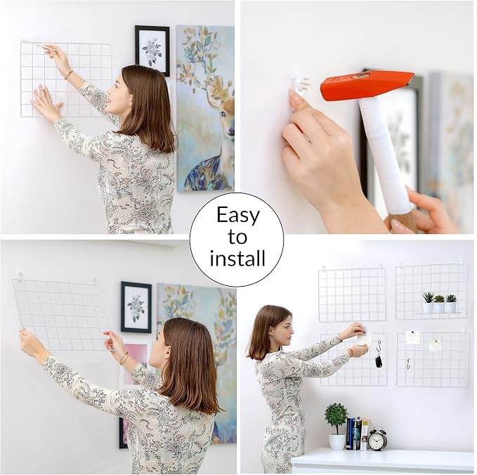 ODOXIA 4-Pack Wire Wall Grid Panel | Photo Grid Wall Decor | Metal Grid Board - Image 3