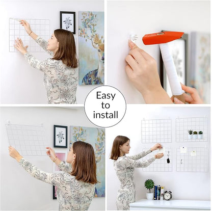 ODOXIA 4-Pack Wire Wall Grid Panel | Photo Grid Wall Decor | Metal Grid Board - Image 3