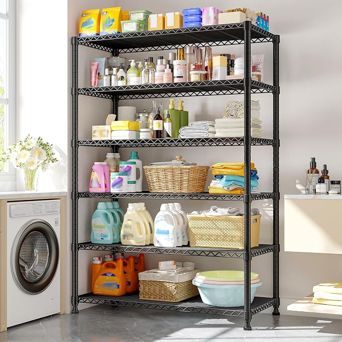 REIBII 75" H Metal Shelving 6 Tier Storage Shelf Adjustable Kitchen Shelf Wire - Image 8
