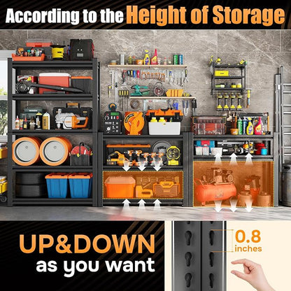 63" H Garage Shelving 5-Tier Heavy Duty Storage Shelves, Adjustable Metal - Image 6