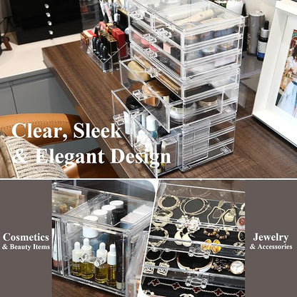 Sea Team 3-Layer Stackable Clear Makeup Organizer - Image 4