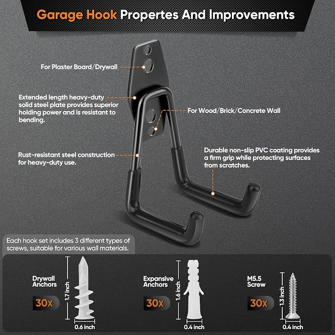 Nacial 16 Pack Garage Hooks Heavy Duty, Utility Steel Garage Storage Hook - Image 3