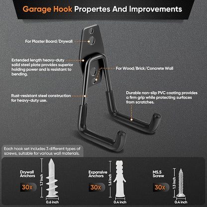 Nacial 16 Pack Garage Hooks Heavy Duty, Utility Steel Garage Storage Hook - Image 3