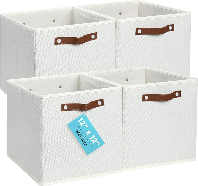OrganiHaus White 12" x 12" x 12" Fabric Cube Storage Bins by OrganiHaus