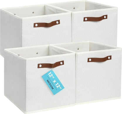 OrganiHaus White 12" x 12" x 12" Fabric Cube Storage Bins by OrganiHaus
