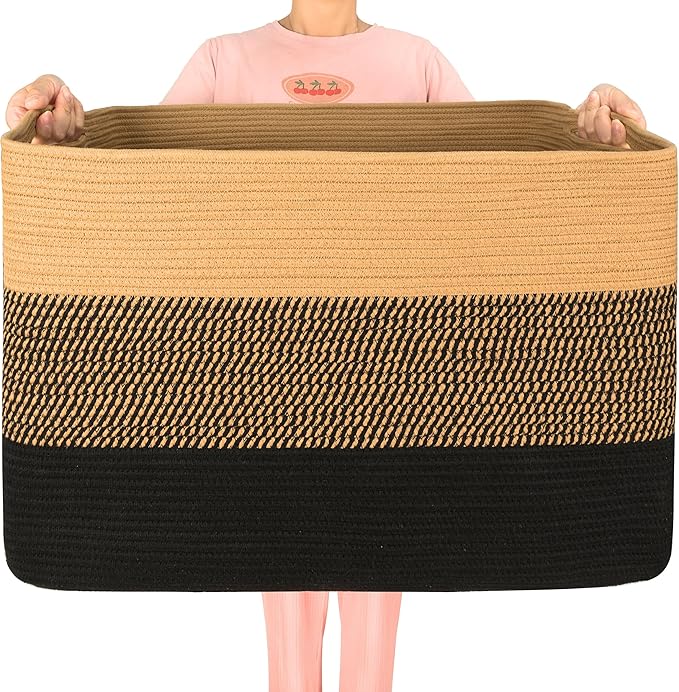 MINTWOOD Design 112L Extra Large Blanket Basket Holder Living Room, Pool Towels by MINTWOODDesign
