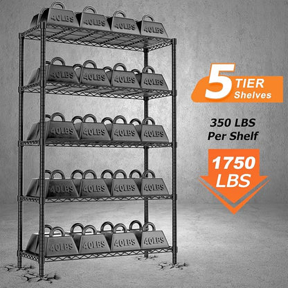 Storage Shelves Heavy Duty, 5-Tier Adjustable Metal Industrial Utility Shelf - Image 4