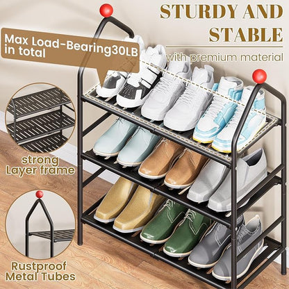 Shoe Rack, 3-Tier Shoe Organizer, Metal Storage Shelf, Shoe Rack - Image 5