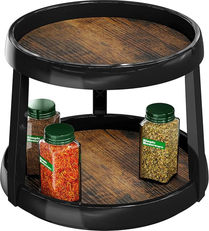 Simple Houseware 2-Tier Lazy Susan Spice Organizer, 10-Inch Diameter, Rustic by SimpleHouseware