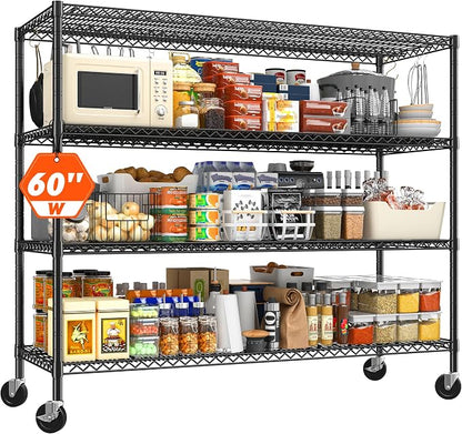 REIBII 60" W ×24" D×65.3" H, 4 Tier Wire Shelving 2878LBS Heavy Duty Steel - Image 8