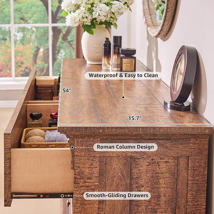 Farmhouse 6 Drawers Dresser for Bedroom, Wooden Dresser TV Stand - Image 7