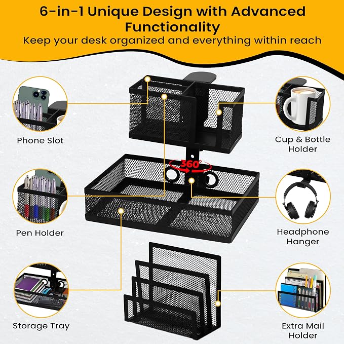 6-in-1 Under Desk Drawer Organizer - Image 3