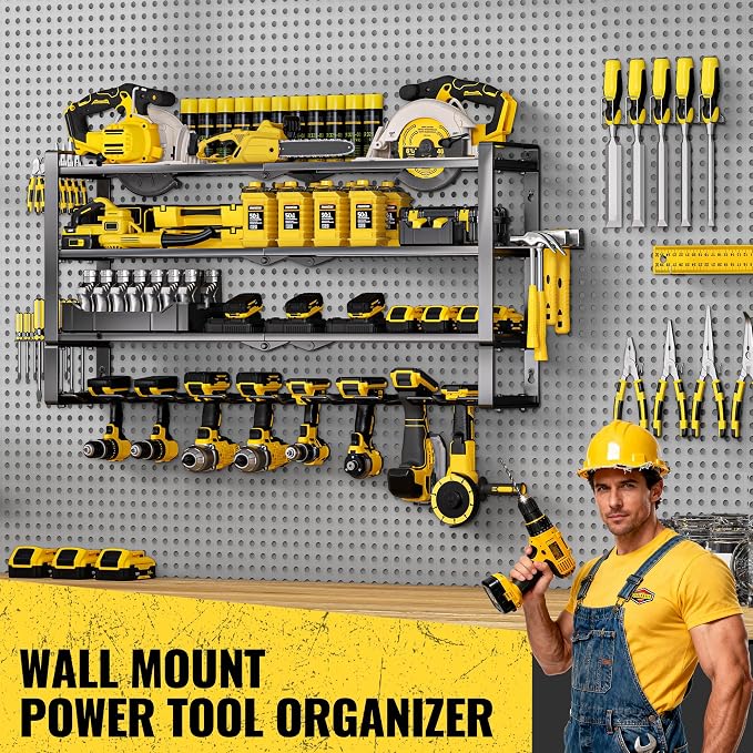 Large Power Tool Organizer Wall Mount, Heavy Duty Metal Tool Storage Rack Loads - Image 6