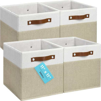 OrganiHaus 11" x 11" x 11" Fabric Cubes Storage Bins Set of 4, Foldable by OrganiHaus