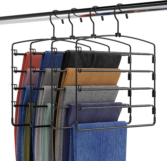 Fontaines Luxury 5 Tier Pants Hangers 4 Pack by Fontaines