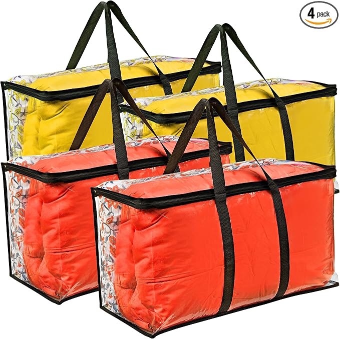 4 Pack Clear Large Moving Bags, Heavy Duty Storage Bags, College Totes by Vitalup