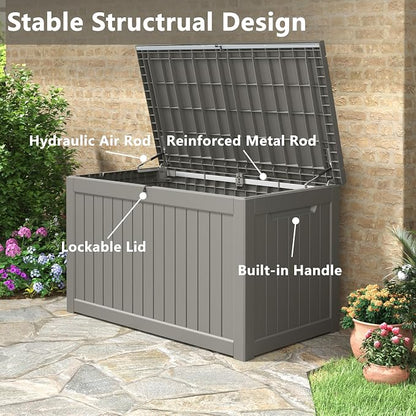 230 Gallon Large Resin deck box Waterproof, Outdoor Storage Bench, Patio - Image 4