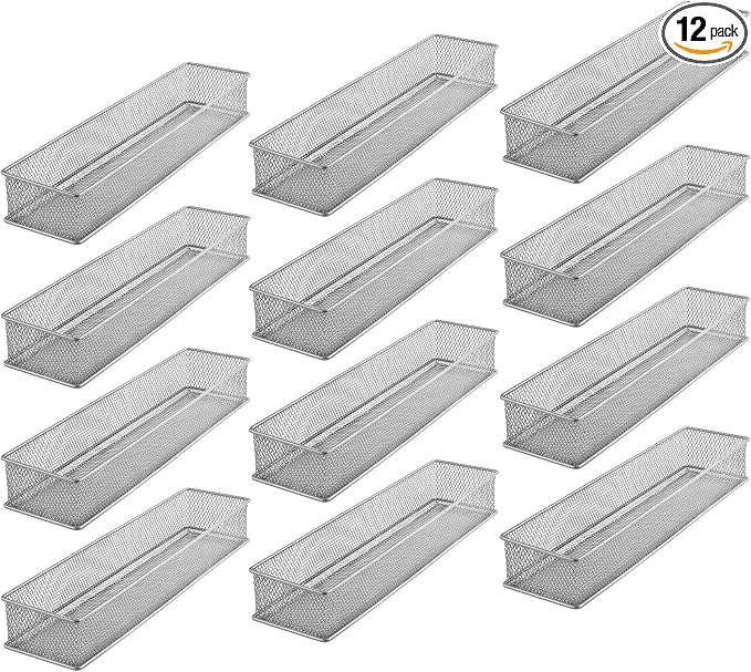 YBM HOME Silver Mesh Drawer Cabinet and or Shelf Organizer Bins, School Supply by YBMHome