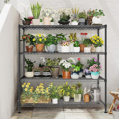 45 "W Metal Shelving Unit 4 Tier Storage Shelves Adjustable Wire Shelving Metal - Image 9