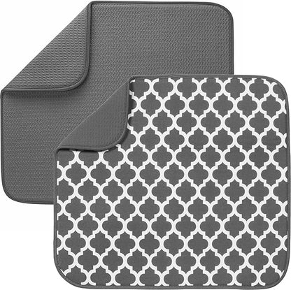S&T INC. Dish Drying Mat 2 Pack, 16” x 18”, Absorbent Microfiber Kitchen by STINC